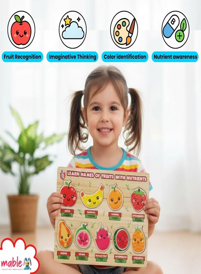 MABLE Fruits Learning Puzzle for Kids | Educational Fruit Identification Cardboard Puzzle Toy for Toddlers Boys & Girls Age 2 and Above | idle for Gifting | - Image 4